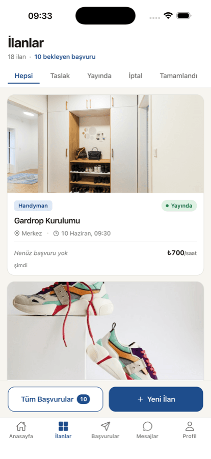 The job list in the DailyWork app